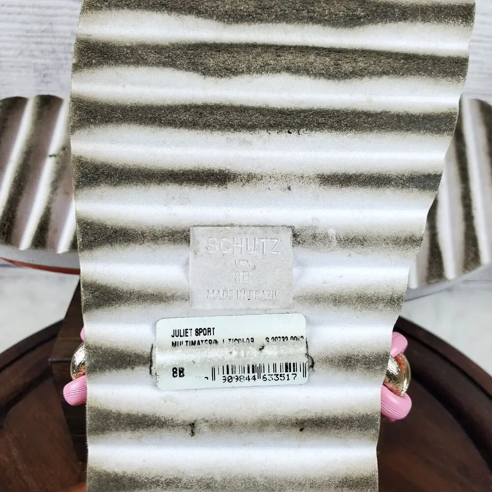 Schutz Juliet Sport Coral Braided Detail Slip On Open Toe Low Heel Sandals Sz 8B - Picture 9 of 9